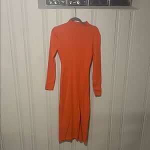 H&M Vibrant Orange Long Sleeve Dress